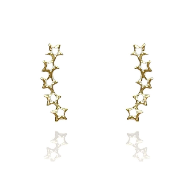 Brinco Ear Cuff Estrelas Pequenas Banhado em Ouro 18k - Dourado