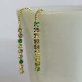 Brinco Fio de Corrente de Zircônias Coloridas Sortidas Banhado em Ouro 18k - Dourado