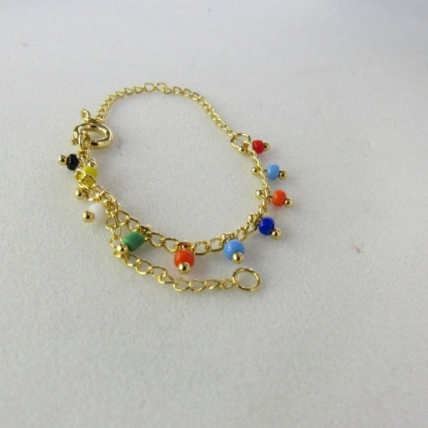 Pulseira Infantil de Pedrinhas Coloridas Banhado a Ouro 18k - Dourado