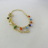 Pulseira Infantil de Pedrinhas Coloridas Banhado a Ouro 18k - Dourado