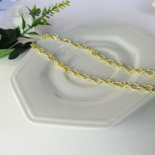 Choker Corrente Com Elos Ovalados Banhado em Ouro 18k - Dourado