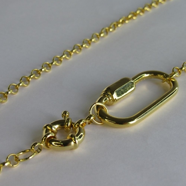 Colar Corrente de Elo Largo com Fecho Boia e Mosquetão Banhado em Ouro 18k - Dourado