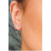 Duo Coração Vazado em Prata 925 - Prateado