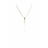 Colar Pingente Cruz com Detalhe de Zircônia Banhado em Ouro 18k - Dourado