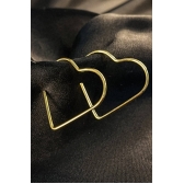 Brinco Argola em Forma de Coração Banhado em Ouro 18k - Dourado