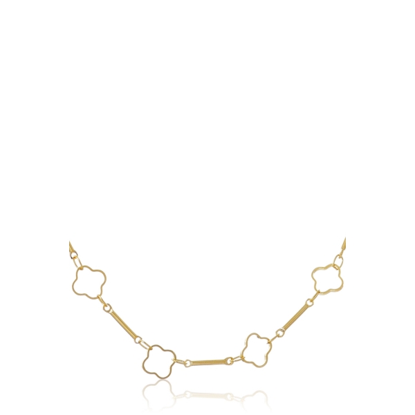 Colar com Corrente Detalhada com Flor Vazada Banhado em Ouro 18k - Dourado