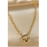 Colar com Corrente Dourada e Fecho de Coração Banhado em Ouro 18k - Dourado