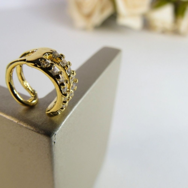 Piercing Fake Vazado com Zircônia Banhado em Ouro 18k - Dourado