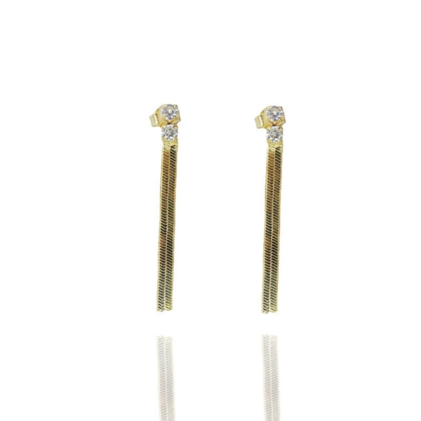 Brinco de Fita com Zircônia Banhado em Ouro 18k - Dourado