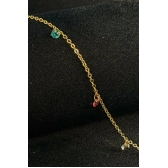 Tornozeleira Com Zircônia Coloridas Banhado em Ouro 18k - Dourado