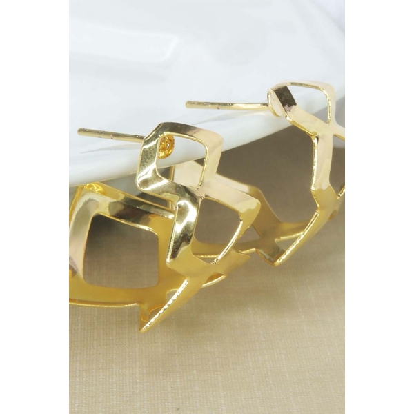 Brinco Argola de Losango Banhado em Ouro 18k - Dourado