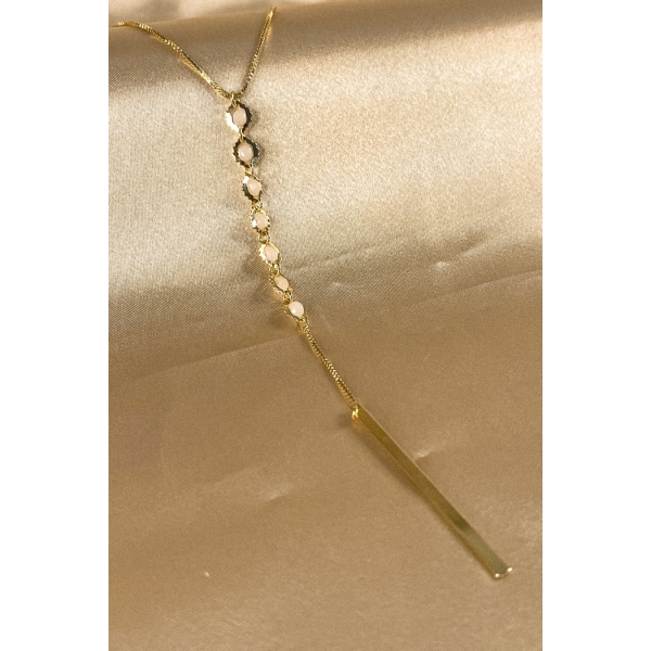 Colar Cumprido com Mini Pérolas e Fio Banhado em Ouro 18k - Dourado