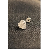 Piercing de Coração Trabalhado com Mini Zircônias em Prata 925
