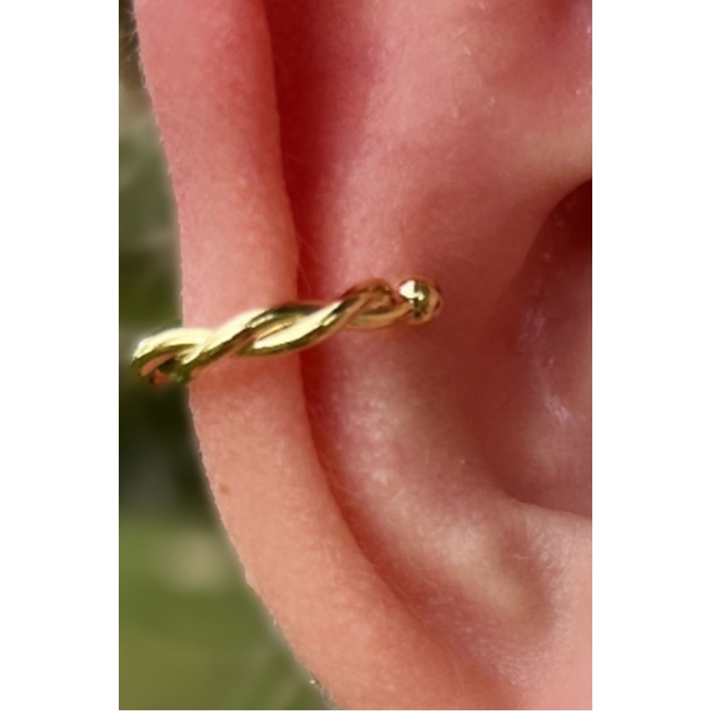 Piercing Fake Trançado Banhado em Ouro 18k