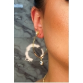 Brinco Argola Média Olho Grego Banhado em Ouro 18k - Dourado