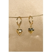 Brinco Argolinha com Coração Grande Banhado em Ouro 18k - Dourado