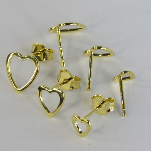 Trio de Corações Vazados Banhado em Ouro 18k - Dourado