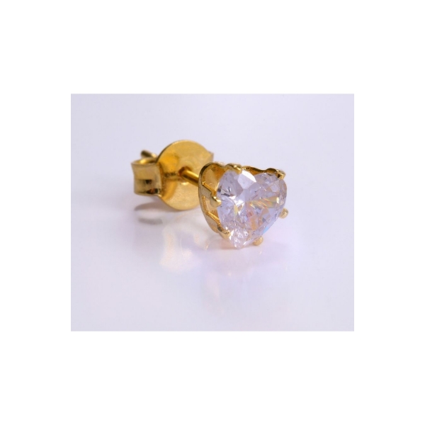Brinco Zircônias de Coração Grande Banhado em Ouro 18k - Dourado