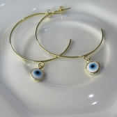 Brinco Argola Média Olho Grego Banhado em Ouro 18k - Dourado