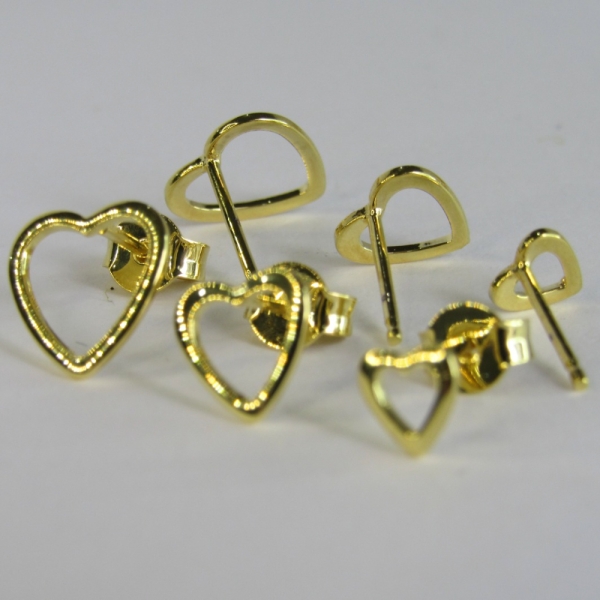 Trio de Corações Vazados Banhado em Ouro 18k - Dourado