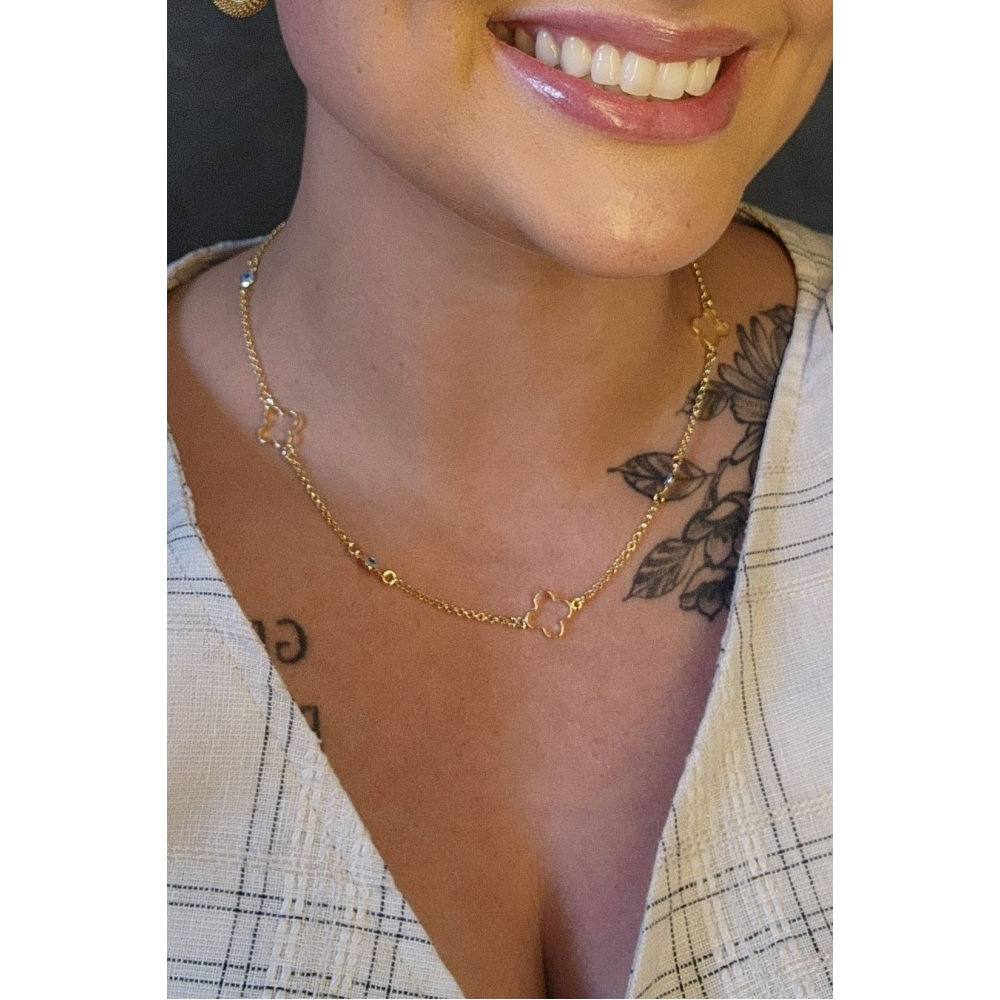 Colar com Olhos Gregos Banhado em Ouro 18k - Dourado