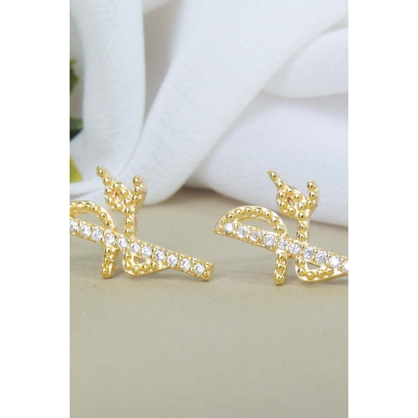 Brinco Fé com Zircônias Banhado em Ouro 18k - Dourado