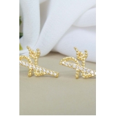 Brinco Fé com Zircônias Banhado em Ouro 18k - Dourado