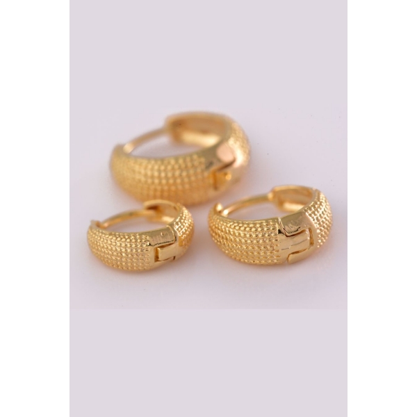 Trio de Brincos Argolinhas Grossas Banhado em Ouro 18k - Dourado