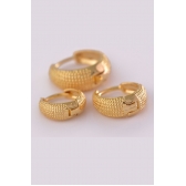 Trio de Brincos Argolinhas Grossas Banhado em Ouro 18k - Dourado