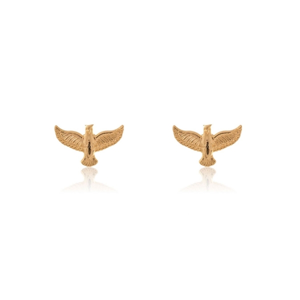 Brinco Pequeno de Espirito Santo Banhado em Ouro 18k - Dourado