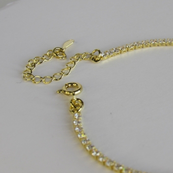 Pulseira Em Corrente De Zircônias Banhado em Ouro 18k