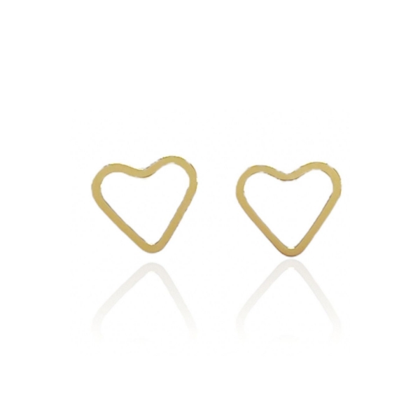 Brinco Médio Coração Vazado Banhado em Ouro 18k - Dourado