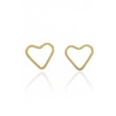 Brinco Médio Coração Vazado Banhado em Ouro 18k - Dourado