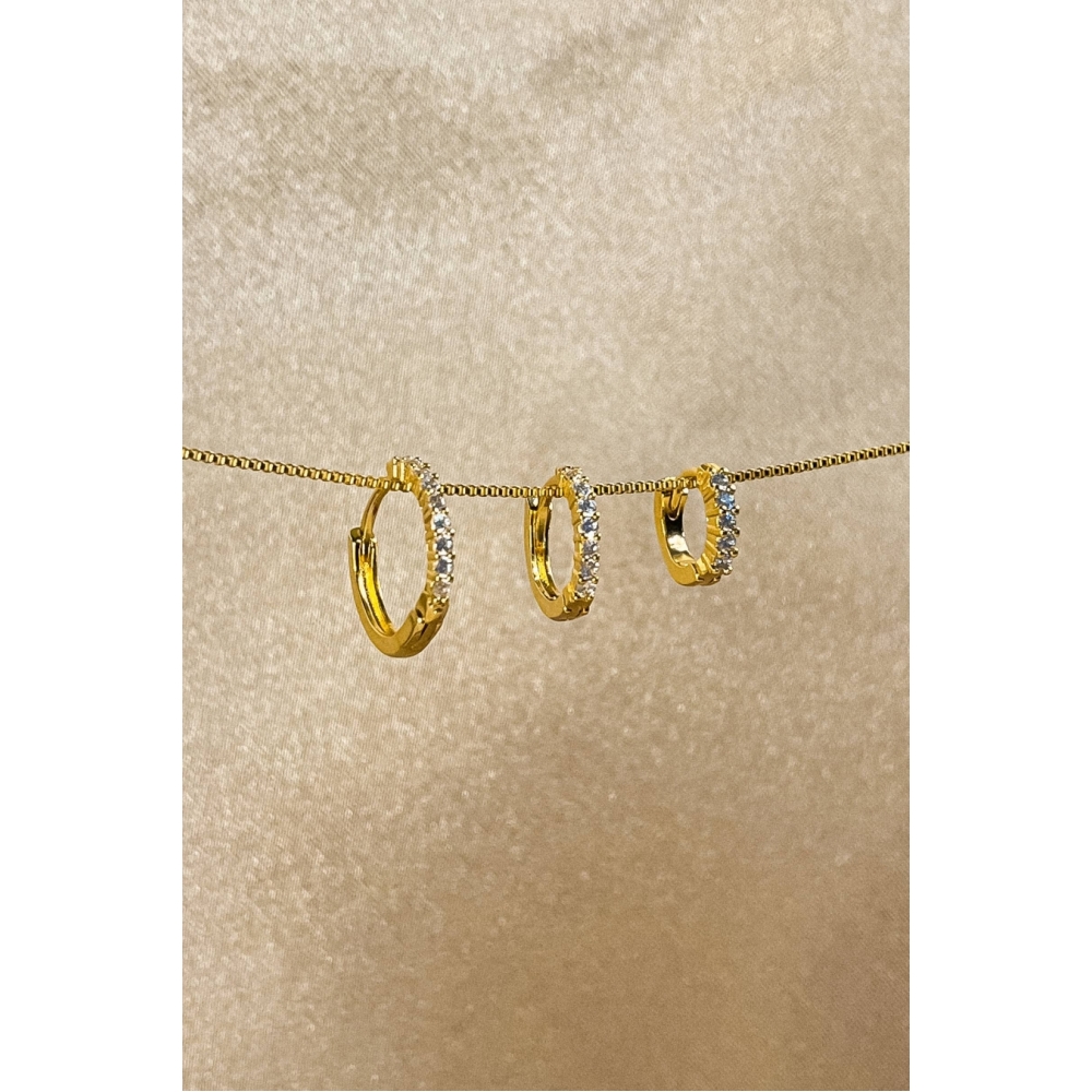 Trio de Brincos de Argolinha Fino Banhado em Ouro 18k - Dourado