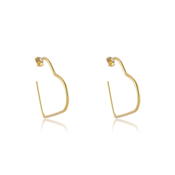 Brinco Argola em Forma de Coração Banhado em Ouro 18k - Dourado