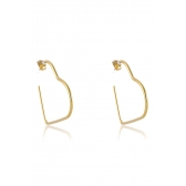 Brinco Argola em Forma de Coração Banhado em Ouro 18k - Dourado