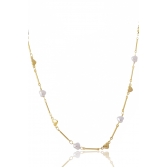Colar com Pérolas de Coração Banhado em Ouro 18k - Dourado