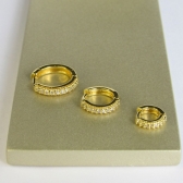 Trio de Brincos de Argolinha com Fio Lateral Banhado em Ouro 18k - Dourado