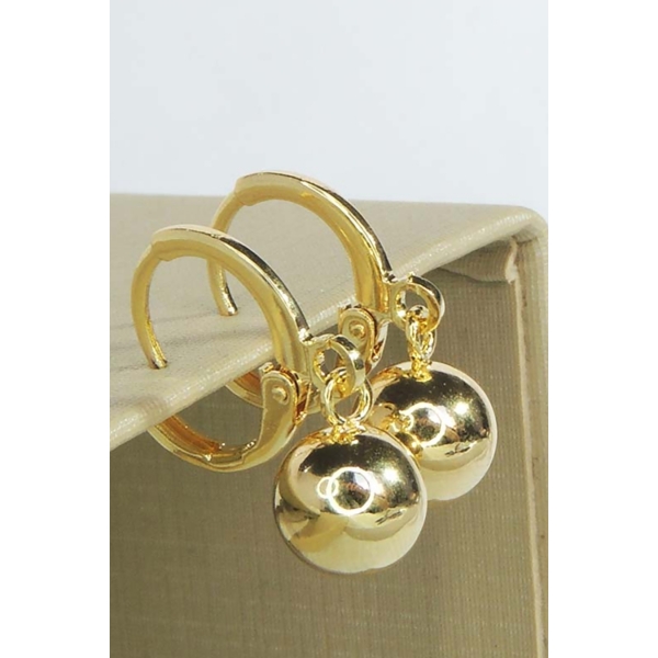 Brinco Argolinha Pequena com Bola Dourada Banhado em Ouro 18k - Dourado