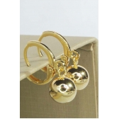 Brinco Argolinha Pequena com Bola Dourada Banhado em Ouro 18k - Dourado