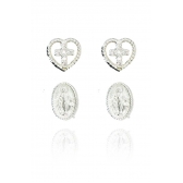 Duo Nossa Senhora da Graça e Cruz em Prata 925 - Prateado