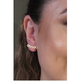 Brinco Ear Cuff Mini Corações Vazados Banhado em Ouro 18k - Dourado