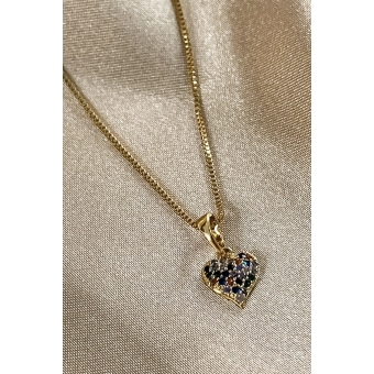 Colar Pingente Coração com Zircônia Multicolor Banhado em Ouro 18k