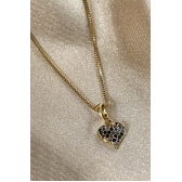 Colar Pingente Coração com Zircônia Multicolor Banhado em Ouro 18k - Dourado