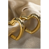 Brinco Argola de Coração Grossa Banhado em Ouro 18k - Dourado