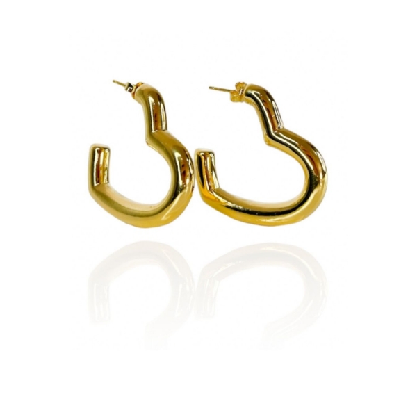 Brinco Argola de Coração Grossa Banhado em Ouro 18k - Dourado