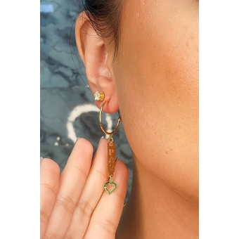 Brinco Argola Médio com Pingente Esotéricos Banhado em Ouro 18k