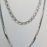 Colar Duplo com Correntes Grossas Banhado em Ródio Branco - Prateado