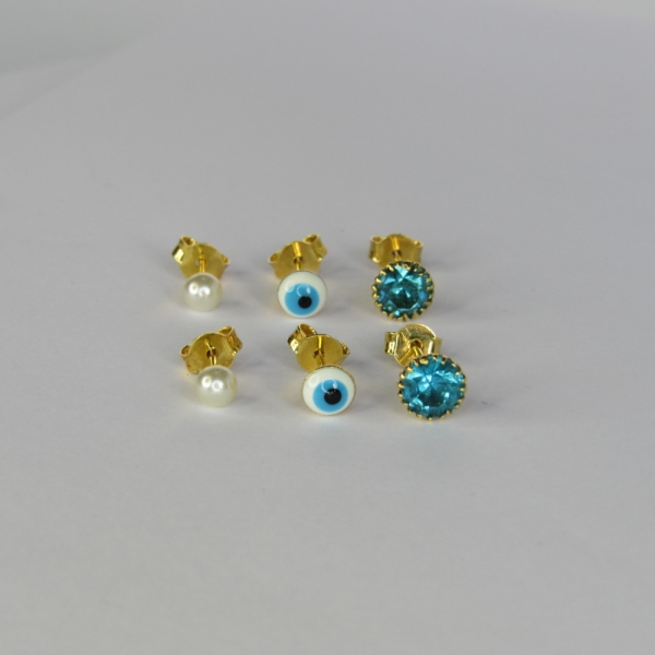 Trio de Olho Grego Banhado em Ouro 18k - Dourado