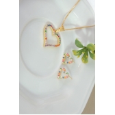 Conjunto Corações com Zircônia Colorida Banhado em Ouro 18k - Dourado